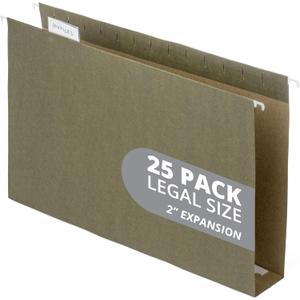 Blue Summit Supplies Legal Size Hanging File Folders, 2" Expansion, 1/3 Cut Adjustable tabs, Legal Size, 5 Tab Locations, Designed for Legal and Law Office File Organization, Standard Green, 25 Pack