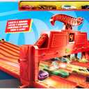 Hot Wheels Toy Car Playset with Lights, Sounds & 6 1:64 Scale Vehicles, Super 6-Lane Raceway, 8-foot Track that Rolls Up for Storage 