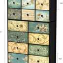 Tohomeor Dresser with Drawers for Bedroom Chest of Drawers Fabric Dresser for Closet,Nursery Entryway Hall Tree TV Stand for Living Room Retro Floral Pattern Drawers Wooden Top (14 Drawers)