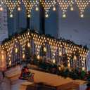 MUYUN Christmas Lights Outdoor Decorations 13.8ft 200 LED Christmas Lights with 12 Stars,8 Modes Dimmable Fairy String Light for Wedding Party Holiday Christmas Decorations(Warm White)