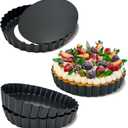 4 Pack 5-Inch Tart Pans with Removable Bottom, Nonstick Quiche Pan Fluted Pie Pans for Baking Treats, Pie, Quiches, Tartlets