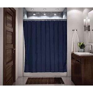SEVNLUX Shower Curtains Printed, Polyester, 72Wx72L inches, Waterproof (12 Curtains Rings Included) (Uni Navy) 2 Panels