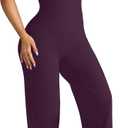 OMKAGI Workout Sets for Women Padded Tank Tops Matching Straight Leg Yoga Outfits 31 inseam pants, Medium, Deep Purple