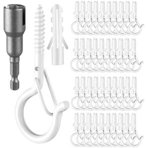 Amazon.com: 48 PCS Q-Hanger Hooks, Screw Hooks for Outdoor String Lights, Safety Buckle Design Cup Eye Hook for Hanging Christmas Lights, Plants, Wind Chimes, Mounted on Wall Ceiling, Include 1 Wing Nut Driver : Industrial & Scientific