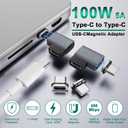 3C'S USB C Magnetic Adapter(2 Pack),11Pin Right Angle Type C Magnetic Adapter,Supports USB PD 100W Fast Charging, 480Mbps Transfer Speed,Compatible with MacBook Pro/Air and Most USB C Devices
