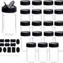 Spice Bottles, Dabacc 20Pcs 7oz Clear Plastic Container Jars with Lids Labels for Kitchen Storing Spice Powders Dry Goods Peanut Butter BPA free