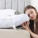 WhatsBedding Feather Bed Mattress Topper, Memory Foam Mattress Topper, Thicked Down Alternative-Lined, White, Size 60"x80"