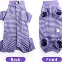 LIANZIMAU Cat Surgical Recovery Suit Professional for Male Female Dog Abdominal Wounds Cone E-Collar Alternative Anti-Licking Pet Surgical Recovery Pajama Suit Soft Fabric Onesie for Cats, M (Pack of 1), Violet Striped