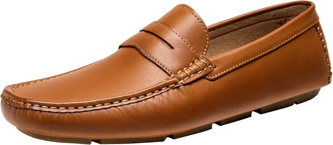 Jousen Men's Penny Loafers Casual Driving Slip On Shoes | Rubber Outsole Soft Lightweight Moccasins Daily Business Wedding Office Travel Boat (Brown) Size: 12