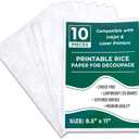 Printable Rice Paper Sheets I Decoupage Paper for Inkjet and Laser Printer I Craft Supplies I 8.5x11, 30-35GSM (10)