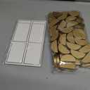 48 Pcs Wooden Table Number Stands, Semicircular Place Card and Name Holders with 48 Tented Cards for Wedding, Party, Banquet, Restaurant Decoration, Gold
