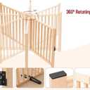 23" H Dog Gate Indoor, Wooden Freestanding Pet Gate, Foldable Dog Barrier with Door, No-Painted Fence for Stair, Doorway- 3 Panels