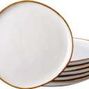 AmorArc Ceramic Dinner Plates Set of 6, 10.5 Inch Handmade Reactive Glaze Stoneware Plates,Large Rustic Shape Dinnerware Dish Set for Kitchen, Microwave & Dishwasher Safe,Scratch Resistant-Pearl White
