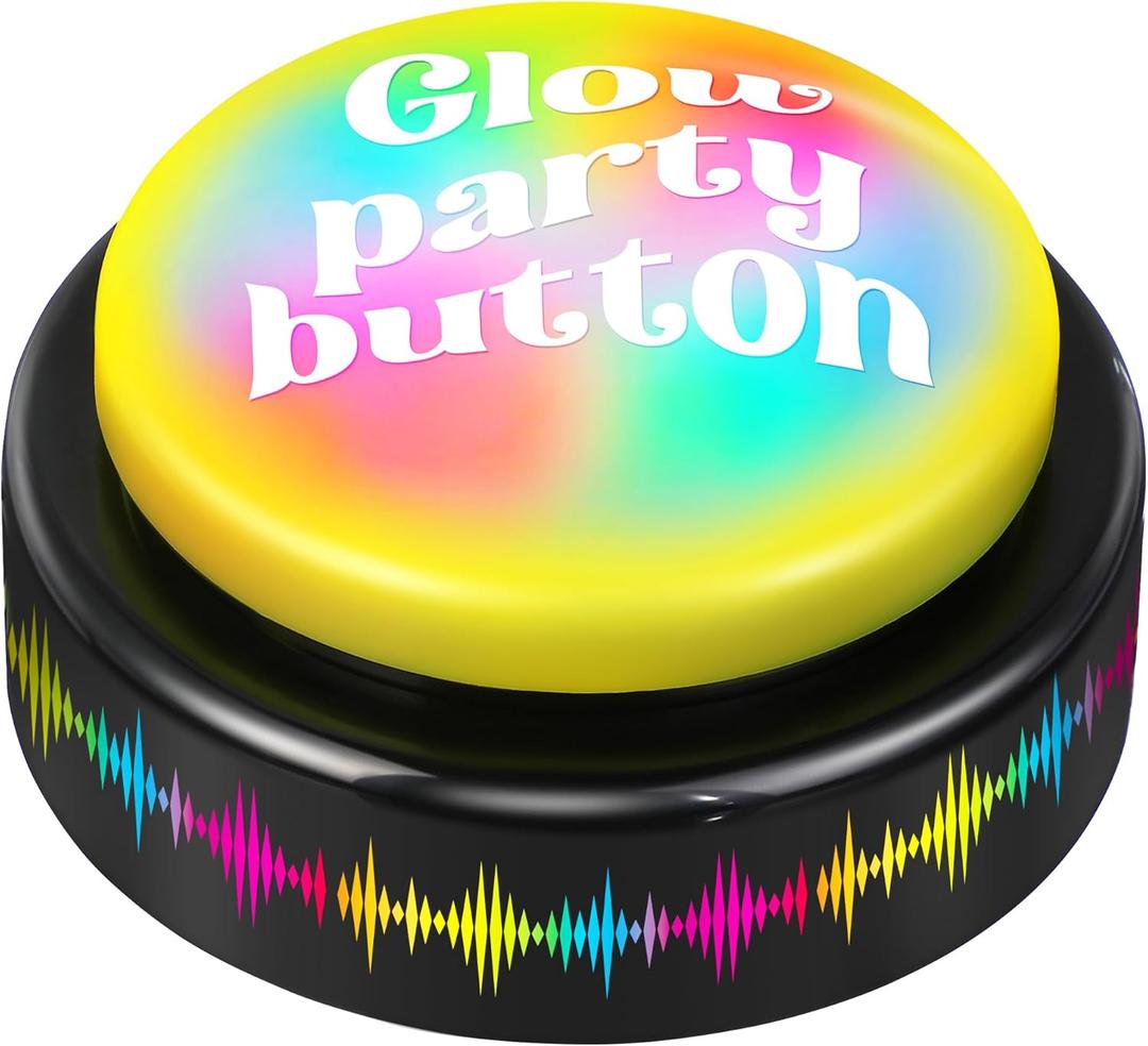 Feekoon 1 Pack Dance Party Button, Plays 10 EDM Tracks, 30 Second Light Up Dance Bomb Button with Batteries  Funny Gag Gift for Office, Classroom, Teachers, Coworkers & Friends