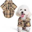 PUPTECK Plaid Dog Shirt, Cute Puppy Cat Polo T-Shirt, Soft Pet Clothes Outfit for Small Medium Dogs, Costume, Medium
