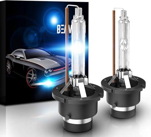 BEAMTECH D4S HID Headlight Bulbs,High Low Beam Xenon Replacement Bulb 35W 10000K Dark Blue (Pack of 2)