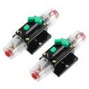 X AUTOHAUX 2 Pcs DC 12V- 48V 10Amp Car Circuit Breaker with Manual Reset Inline Fuse Holder Protector Black Green