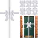 Yinkin 6 Pcs Extra Large Christmas Cabinet Door Ribbon Bow 14.1 x 6.58 ft Door Decorations for Christmas Tree Fireplace Home Front Outdoor(Silver)