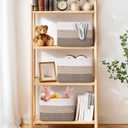Storage Baskets for Organizing, 4 Pack Baskets for Shelves, Decorative Storage Bins for Shelves, Cotton Rope Storage Basket with Handles, Woven Basket for Storage, 13''Lx8.7''Wx7.9''H, Gradient Brown