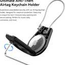 Secure Holder for AirTag with Wire Cable, 4 Pack for Air Tag Keychain Holders for Key Ring, Keys, Luggage, Backpack, Sturdy Protection for Airtag Key Chain Lock Case Black