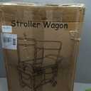 Wagon Stroller Outdoor for 2 Kids - Double Toddlers Stroller with Canopy & Removable Seat Pads, 2 Seater Push Pull Wagon One-Hand Fold, Shock-Absorbent Wheels & Safety Harness, Black