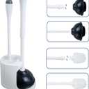 CELOX 2 Set Toilet Brush and Plunger Set, Toilet Brush and Holder Set, Toilet Bowl Brush and Holder, White