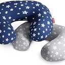 2 Pack Nursing Pillow Cover Grey and Navy for Infant, Snug Fits Boppy Nursing Pillows, Breastfeeding Nursing Pillow Slipcovers Super Soft, for Breastfeeding Moms, Navy & Gray Star