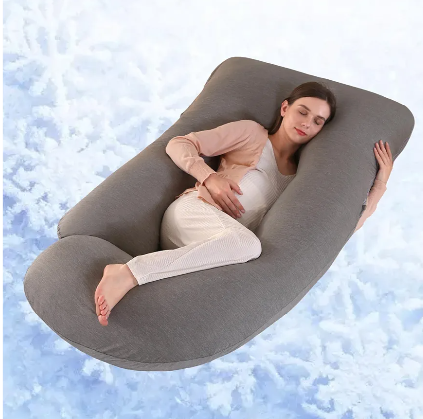 ALLOPERA Pregnancy Pillow, Full Body Maternity Pillow 57 inch, with Removable Washable Cover - Sleep Support for Legs, Back, Neck, Shoulder, HIPS, Belly for Pregnent Women (Cooling Cover)