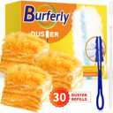Duster Refills for Swiffer Dusters, Multi Surface 360 Degree Dusters Refills & 2 Handle, Disposable Heavy Duty Dusters Refills for Cleaning (30 Count + 2 Handle, White&Orange) (30 Duster Refills & 2 Handle)