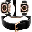 DABAOZA Compatible for Apple Watch Bands 49mm with Bumper, Bling Glitter Women Silicone Soft Comfortable Strap for iWatch SE Ultra 3 2 Series 11 10 9 8 7 6 5 4 3 2 1Black Rosegold49