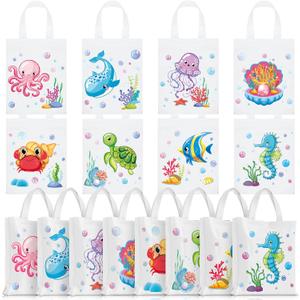 Ferraycle 24 Pcs Sea Animals Party Favor Bags Under the Sea Goodie Bags Cute Marine Favors Treat Supplies for Baby Shower Birthday Party Decor (Fresh Color)