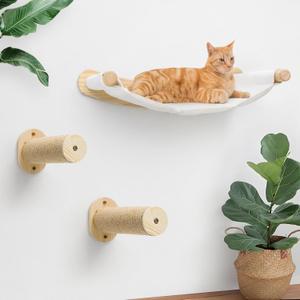 Cat Wall Hammock, Cat Climbing Shelves with 2 Steps, Wall Mounted Furniture Bed and Perches for Climbing, Sleeping, Playing, for Indoor Large Cats or Kitty