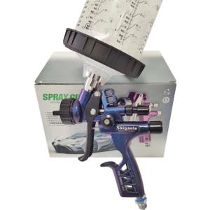 HVLP 6800B spray gun 1.3mm with no wash cup and adapter car spayer painting tool spray air paint gun airbrush low pressure 260L/MIn (Blue)