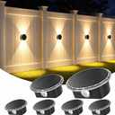 Ellasay Solar Fence Lights Outdoor: 360 Circular Lighting Solar Powered Wall Lights 12 Hours Long Runtime Up and Down Waterproof IP65 & 3 Modes High Brightness LED Focus Lens for Fence/Yard - 6 Pack