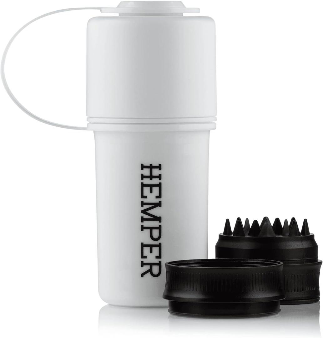Hemper Keeper 3in1 Herb Grinder with Dual Storage Container - SmellProof, Airtight & WaterResistant - BuiltIn Removable Grinder, Dual Compartments for Flower & Ground - (White)