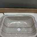 100% Handcrafted Stone Rectangular Tan Stripe Sink, Features Hand Carved Exterior Craftsmanship - Rustic Farmhouse Style, Marble Sink for Bathroom Vanity or Countertop