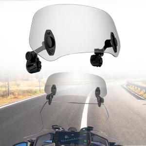 Motorcycle Universal 37cm Windshield Extension Adjustable Clip Wind Deflector for Kawasaki Yamaha Harley Suzuki Buell Triumph Ducati Aprilia Spoiler Windscreen,Smoke