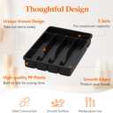 Lifewit Silverware Drawer Organizer Tray, Plastic Cutlery Storage for Kitchen, Flatware and Utensil Holder Divider for Spoons Forks Knives Tableware, 9.1 x 12.6", 5 Slots, Black