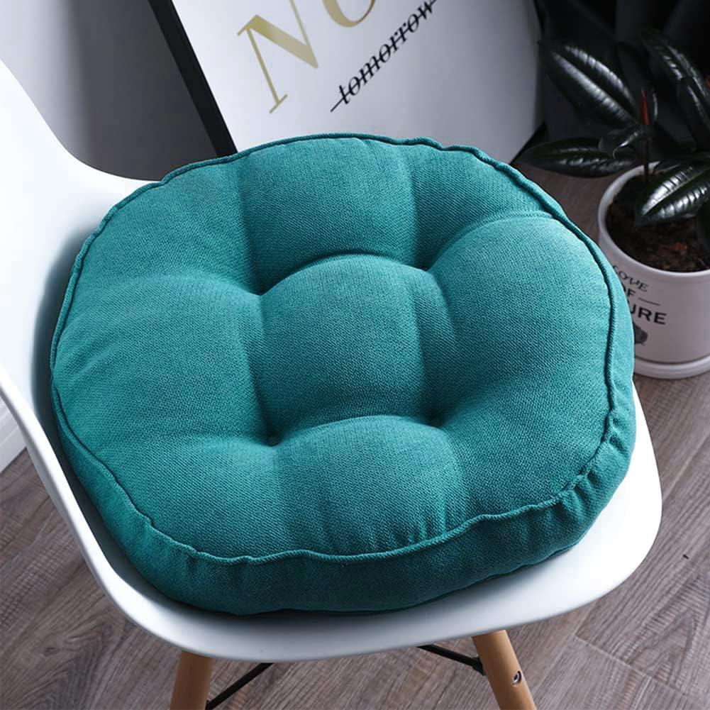 vctops Round Chair Pad Seat Cushion Solid Color Soft Chair Pads Comfy Velvet Cushion Pillow for Kitchen Dining Office Chair Kids Reading (Blue Green,Diameter 16")