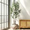Erimda Artificial Fiddle Leaf Fig Tree 7ft with White Planter Realistic Fiddle Leaf Lyrata Plant Tall Fake Tree with Natural-Looking Leaves Fake Tree for Indoor Outdoor Home Office Decor
