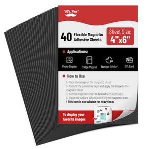 Mr. Pen- Adhesive Magnetic Sheets, 4" x 6", 40 Pack, Magnetic Sheets with Adhesive Backing, Magnetic Sheets, Flexible Magnetic Sheet, Picture Magnets, Cuttable Magnetic Sheets