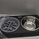 Elevated Dog Bowls for Medium Large Size Dogs, Non-Slip Dog Feeder with 1*Stainless Steel Dishes & 1*Slow Feeder Bowl, 5 Heights Adjustable Raised Bowls to 3.15-8.66-9.84-11.02-12.2 (Black)