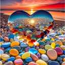 500 Piece Jigsaw Puzzle for Adults Heart-Shaped Sunset Beach Pebbles Colorful Stones Scenic Ocean View Puzzle Challenging 500pc Art Puzzle for Adults & Families (20x15 Inches)