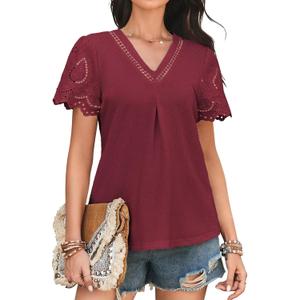 Womens Summer Tops V-Neck Short Sleeve Shirts Casual Blouses Waffle Knit Top 2025 Trendy Clothes (Red, M) Womens Summer Tops V-Neck Short Sleeve Shirts Casual Blouses Waffle Knit Top 2025 Trendy Clothes (Red, M)