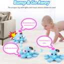 Musical Octopus Baby Toy - Crawling & Rotating Octopus Toy with Recording, Light-Up Voice Control, Clap Hands Awake for 2-6 Year Old Boys and Girls, Tummy Time Sensory Toy (Blue)