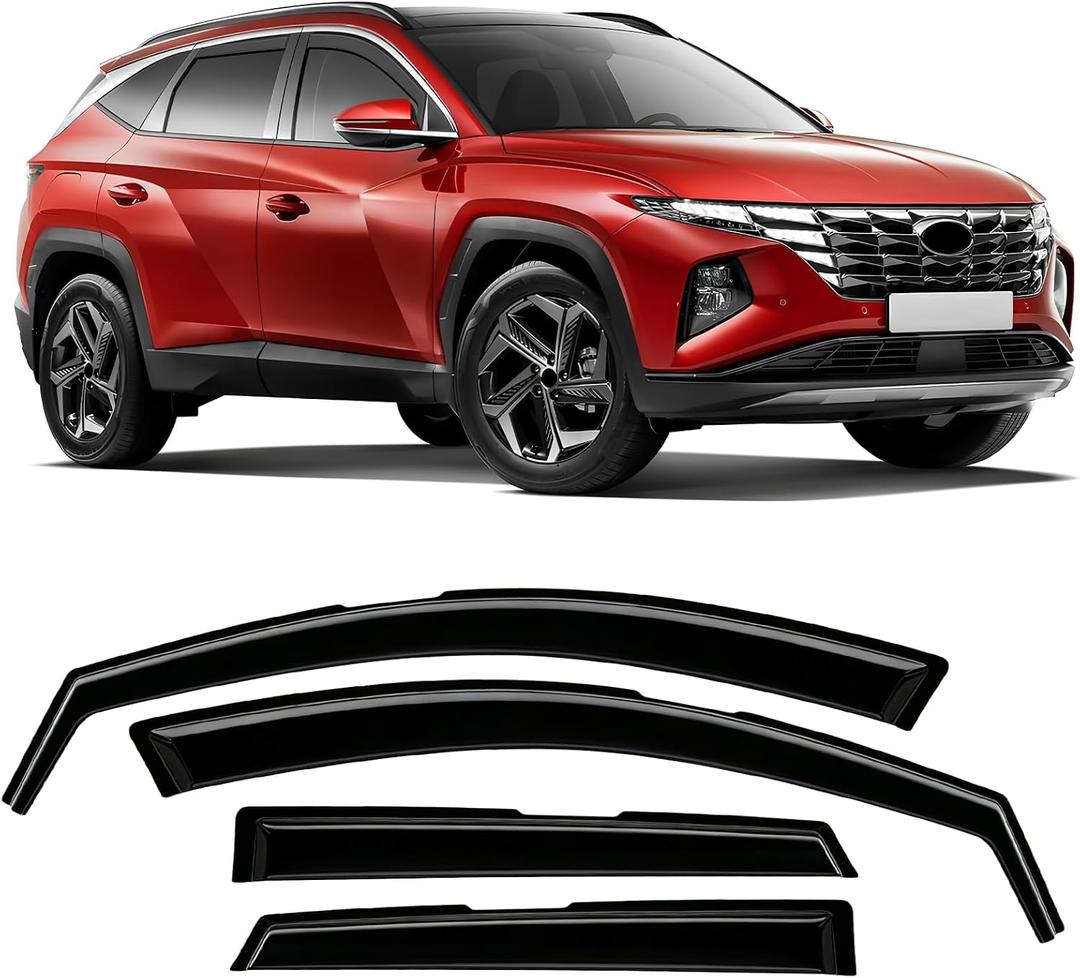 in-Channel Rain Guards Fit for Hyundai Tucson 2022 2023 2024 2025 2026 4PCS | Durable Side Windows Rain Guard Wind Deflectors 2022-2026 Tucson Rain Guard Black