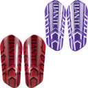 Shin Guards - Soccer Shin Guards with Cushion Protection for Kids/Adults (Large, Red and Purple, Shin Pads 2 Pairs)
