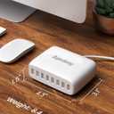 USB Charger Station, SUPERDANNY 8-Port Desktop Charging Station for Multiple Devices, Compatible with iPhone 11/X/Xs/Max/XR/SE/8/Plus, iPad Pro/Air/Mini, AirPods, Galaxy S10 Note, LG, and More, White