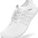 Racqua Womens Water Shoes Quick Dry Barefoot Beach Swim Shoes Lightweight Surfing Diving Kayaking Yoga Sports Aqua Shoes White 6.5 Women/ 5.5 Men