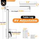 RV Adjustable Table Leg, 360 Degree Rotation Aluminum Alloy Removable RV Table Leg, Height Adjustable RV Table Leg Bracket for Caravan Motorhome Yachts, Easy to Install